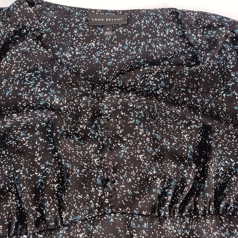 Women's Lane Bryant Black & Blue Floral Cinched Waist Lightweight Tunic Size 16 - Picture 8 of 11